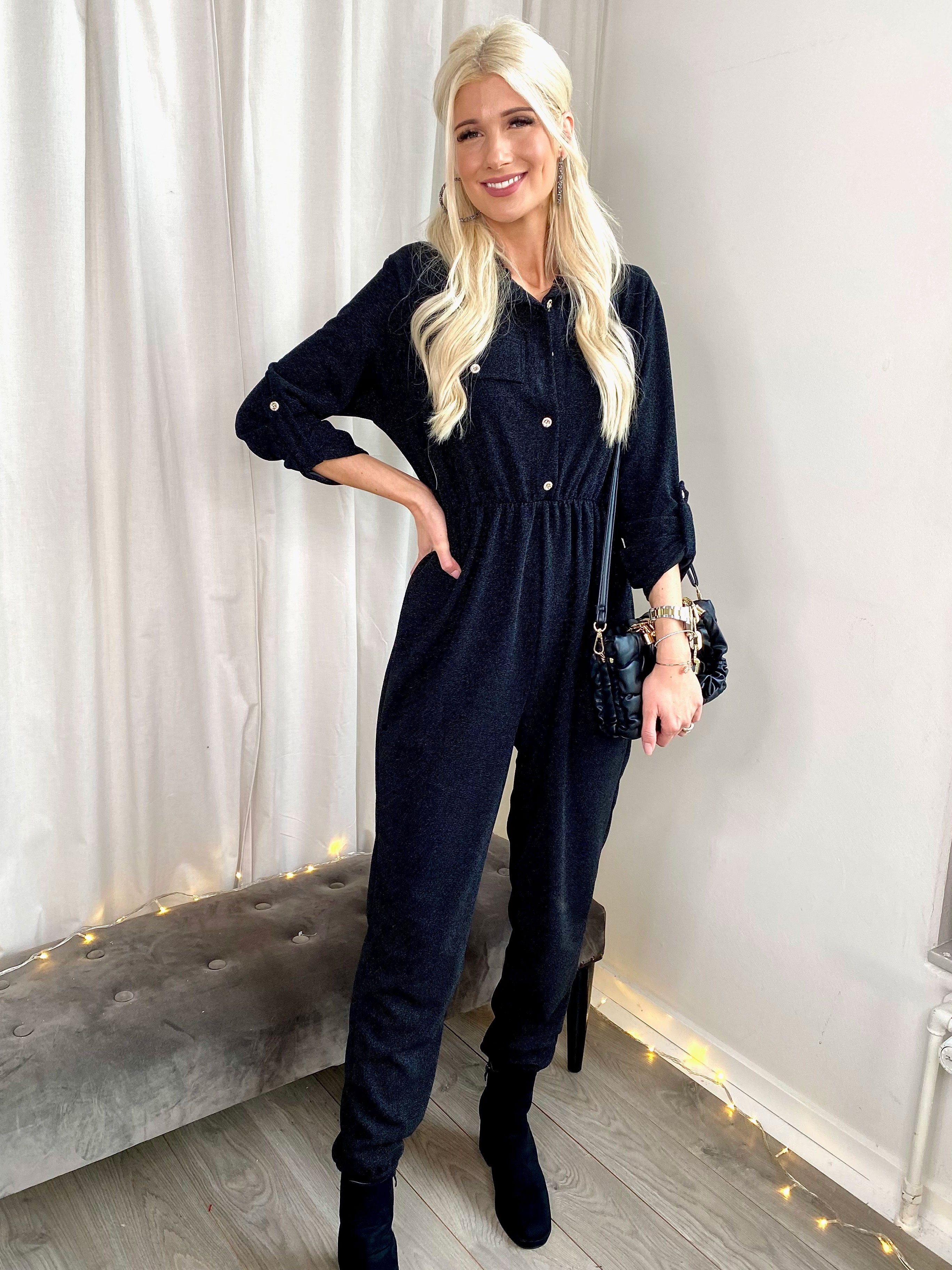 Glitter - Elastisk buksedragt med glimmer